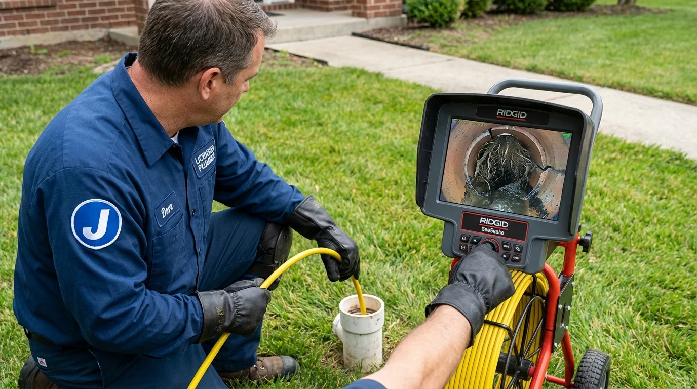 Sewer camera inspection being performed by Johns Plumbing LLC in Colchester